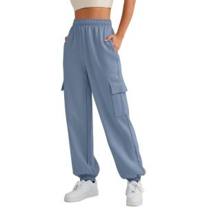 imageAUTOMET Womens Cargo Sweatpants Oversized Fleece Joggers Fall Fashion Outfits Y2k Clothes 2025 with PocketsGreyblue