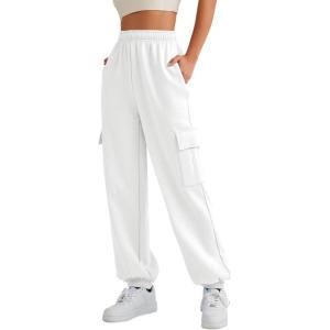 imageAUTOMET Womens Cargo Sweatpants Oversized Fleece Joggers Fall Fashion Outfits Y2k Clothes 2025 with PocketsWhite