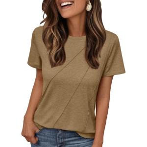 imageAUTOMET Womens Summer Tops Workout Shirts Beach Vacation Outfits Business Tshirts Dressy Fashion Spring Clothes 2025Coffee