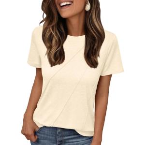 imageAUTOMET Womens Summer Tops Workout Shirts Beach Vacation Outfits Business Tshirts Dressy Fashion Spring Clothes 2025Cream