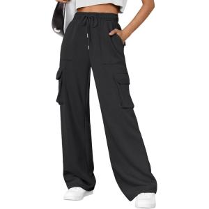 imageAUTOMET Womens Sweatpants Wide Leg Cargo Barrel Pants Fall Fashion Outfits Sweats Baggy Winter Clothes Parachute JoggersBlack