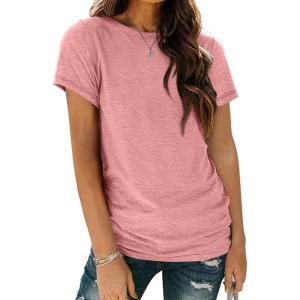 imageAUTOMET Womens Tops Shorts Sleeve Shirts for Summer Spring Beach Vacation Plus Size Oversized Casual Tee for Teen Girls 202502pink