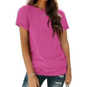 imageAUTOMET Womens Tops Shorts Sleeve Shirts for Summer Spring Beach Vacation Plus Size Oversized Casual Tee for Teen Girls 202502rosered