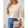 imageAUTOMET 34 Length Sleeve Womens Tops Puff Sleeve Lightweight Fall Sweaters Business Dressy Casual Work Blouses Cute T ShirtsBeige