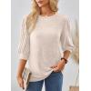 imageAUTOMET 34 Length Sleeve Womens Tops Puff Sleeve Lightweight Fall Sweaters Business Dressy Casual Work Blouses Cute T ShirtsBeige