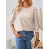 imageAUTOMET 34 Length Sleeve Womens Tops Puff Sleeve Lightweight Fall Sweaters Business Dressy Casual Work Blouses Cute T ShirtsBeige