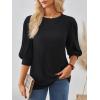 imageAUTOMET 34 Length Sleeve Womens Tops Puff Sleeve Lightweight Fall Sweaters Business Dressy Casual Work Blouses Cute T ShirtsBlack