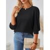 imageAUTOMET 34 Length Sleeve Womens Tops Puff Sleeve Lightweight Fall Sweaters Business Dressy Casual Work Blouses Cute T ShirtsBlack
