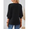 imageAUTOMET 34 Length Sleeve Womens Tops Puff Sleeve Lightweight Fall Sweaters Business Dressy Casual Work Blouses Cute T ShirtsBlack