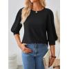 imageAUTOMET 34 Length Sleeve Womens Tops Puff Sleeve Lightweight Fall Sweaters Business Dressy Casual Work Blouses Cute T ShirtsBlack