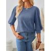 imageAUTOMET 34 Length Sleeve Womens Tops Puff Sleeve Lightweight Fall Sweaters Business Dressy Casual Work Blouses Cute T ShirtsBlue