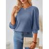 imageAUTOMET 34 Length Sleeve Womens Tops Puff Sleeve Lightweight Fall Sweaters Business Dressy Casual Work Blouses Cute T ShirtsBlue