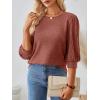 imageAUTOMET 34 Length Sleeve Womens Tops Puff Sleeve Lightweight Fall Sweaters Business Dressy Casual Work Blouses Cute T ShirtsCaramel