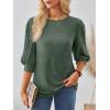 imageAUTOMET 34 Length Sleeve Womens Tops Puff Sleeve Lightweight Fall Sweaters Business Dressy Casual Work Blouses Cute T ShirtsGreen
