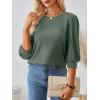 imageAUTOMET 34 Length Sleeve Womens Tops Puff Sleeve Lightweight Fall Sweaters Business Dressy Casual Work Blouses Cute T ShirtsGreen