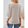 imageAUTOMET 34 Length Sleeve Womens Tops Puff Sleeve Lightweight Fall Sweaters Business Dressy Casual Work Blouses Cute T ShirtsKhaki