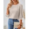 imageAUTOMET 34 Length Sleeve Womens Tops Puff Sleeve Lightweight Fall Sweaters Business Dressy Casual Work Blouses Cute T ShirtsKhaki