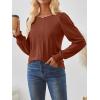 imageAUTOMET Long Sleeve Shirts for Women Business Dressy Casual Tops Work Blouses Pleated TunicsRust