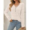 imageAUTOMET Sweater for Women Long Sleeve Henley Shirts Dressy Casual Tunic Tops Deep V Neck Sweaters Fall Outfits 2025Apricot