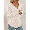 imageAUTOMET Sweater for Women Long Sleeve Henley Shirts Dressy Casual Tunic Tops Deep V Neck Sweaters Fall Outfits 2025Apricot
