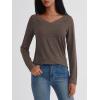 imageAUTOMET V Neck T Shirts for Women Lace Long Sleeve Cute Tops Fall Winter Dressy Business Casual Blouses Trendy Basic TeesCoffeegrey