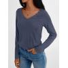 imageAUTOMET V Neck T Shirts for Women Lace Long Sleeve Cute Tops Fall Winter Dressy Business Casual Blouses Trendy Basic TeesDarkblue