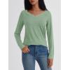 imageAUTOMET V Neck T Shirts for Women Lace Long Sleeve Cute Tops Fall Winter Dressy Business Casual Blouses Trendy Basic TeesLightgreen