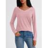 imageAUTOMET V Neck T Shirts for Women Lace Long Sleeve Cute Tops Fall Winter Dressy Business Casual Blouses Trendy Basic TeesPink