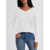 imageAUTOMET V Neck T Shirts for Women Lace Long Sleeve Cute Tops Fall Winter Dressy Business Casual Blouses Trendy Basic TeesWhite