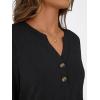 imageAUTOMET Womens Blouses Henley V Neck Shirts 34 Length Sleeve Summer TopsBlack