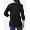 imageAUTOMET Womens Blouses Henley V Neck Shirts 34 Length Sleeve Summer TopsBlack