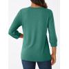 imageAUTOMET Womens Blouses Henley V Neck Shirts 34 Length Sleeve Summer TopsBluegreen
