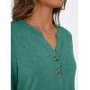 imageAUTOMET Womens Blouses Henley V Neck Shirts 34 Length Sleeve Summer TopsBluegreen
