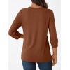 imageAUTOMET Womens Blouses Henley V Neck Shirts 34 Length Sleeve Summer TopsMaple