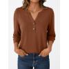 imageAUTOMET Womens Blouses Henley V Neck Shirts 34 Length Sleeve Summer TopsMaple