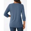 imageAUTOMET Womens Blouses Henley V Neck Shirts 34 Length Sleeve Summer TopsNavy