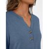 imageAUTOMET Womens Blouses Henley V Neck Shirts 34 Length Sleeve Summer TopsNavy
