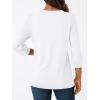 imageAUTOMET Womens Blouses Henley V Neck Shirts 34 Length Sleeve Summer TopsWhite