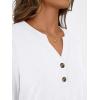 imageAUTOMET Womens Blouses Henley V Neck Shirts 34 Length Sleeve Summer TopsWhite