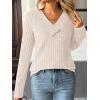 imageAUTOMET Womens Long Sleeve Shirt Fall Fashion 2025 V Neck Sweater Tunic Tops Dressy Casual Work Blouse Trendy Winter ClothingApricot