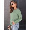 imageAUTOMET Womens Long Sleeve Shirts 2025 Fall Loose Fit Tops Solid Color Oversized Basic Tees Business Casual OutfitsBean Green
