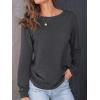 imageAUTOMET Womens Long Sleeve Shirts 2025 Fall Loose Fit Tops Solid Color Oversized Basic Tees Business Casual OutfitsBlack Grey
