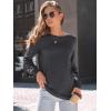 imageAUTOMET Womens Long Sleeve Shirts 2025 Fall Loose Fit Tops Solid Color Oversized Basic Tees Business Casual OutfitsBlack Grey