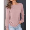 imageAUTOMET Womens Long Sleeve Shirts 2025 Fall Loose Fit Tops Solid Color Oversized Basic Tees Business Casual OutfitsPink
