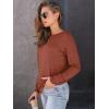 imageAUTOMET Womens Long Sleeve Shirts 2025 Fall Loose Fit Tops Solid Color Oversized Basic Tees Business Casual OutfitsRust