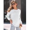 imageAUTOMET Womens Long Sleeve Shirts 2025 Fall Loose Fit Tops Solid Color Oversized Basic Tees Business Casual OutfitsWhite