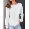 imageAUTOMET Womens Long Sleeve Shirts 2025 Fall Loose Fit Tops Solid Color Oversized Basic Tees Business Casual OutfitsWhite