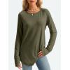 imageAUTOMET Womens Long Sleeve Shirts Crew Neck Casual Tshirts Fall Fashion Tops Loose Fit Lightweight Y2k Outfits ClothesArmygreen