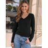 imageAUTOMET Womens Long Sleeve Shirts V Neck Casual Tops Loose Dressy Basic Fall Fashion Trendy Outfits Winter ClothesBlack