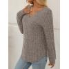 imageAUTOMET Womens V Neck Long Sleeve Shirts Casual Lightweight Tunic Sweaters Fall Fashion Tops Trendy Dressy Clothes 2025Coffee